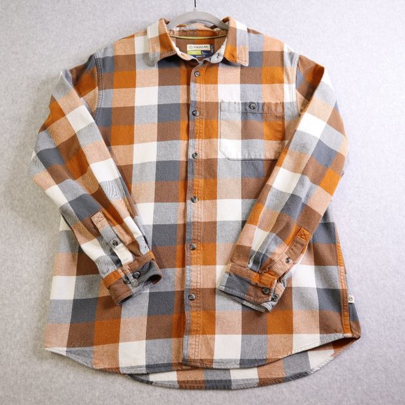 Magellan Outdoors Other - Magellan Flannel Shirt Mens Large Orange Plaid Loose Fit Mag Sheild Pocket